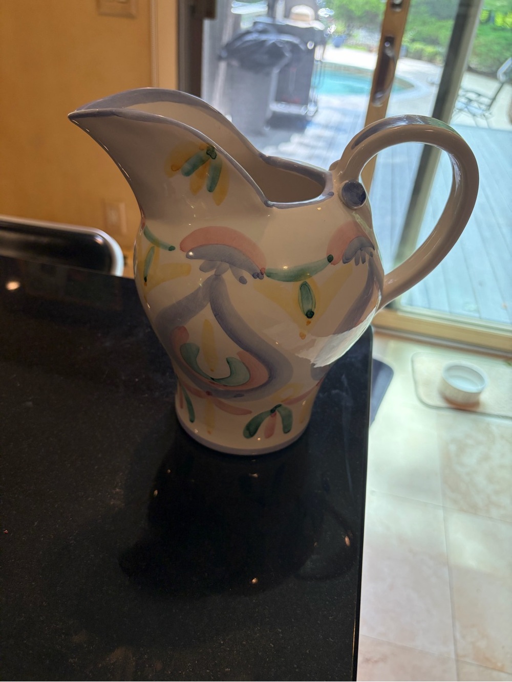 Vietri Colore Hand-Painted Pastel Ceramic Pitcher - White with Pastel Accents